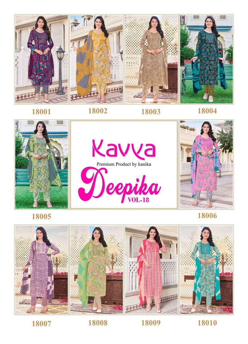 Kavya Deepika Vol 18 Capsule Straight With Embroidery Neck Combo Set Of Kurti