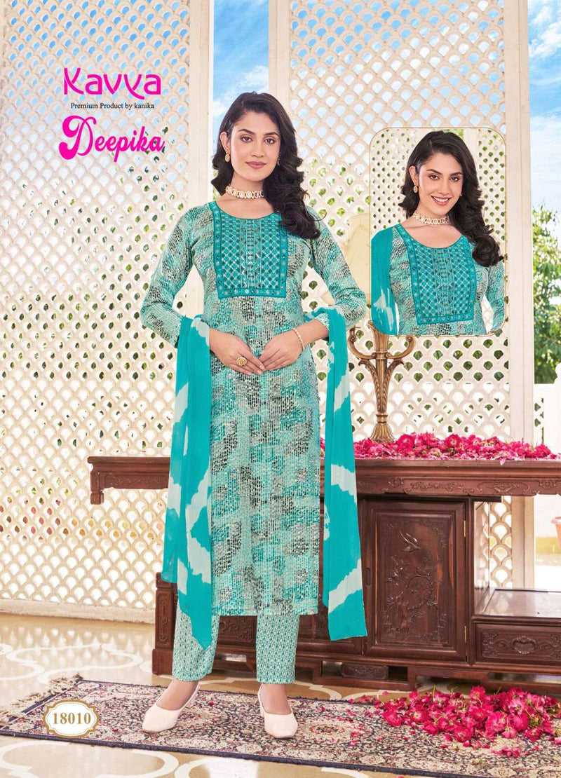 Kavya Deepika Vol 18 Capsule Straight With Embroidery Neck Combo Set Of Kurti