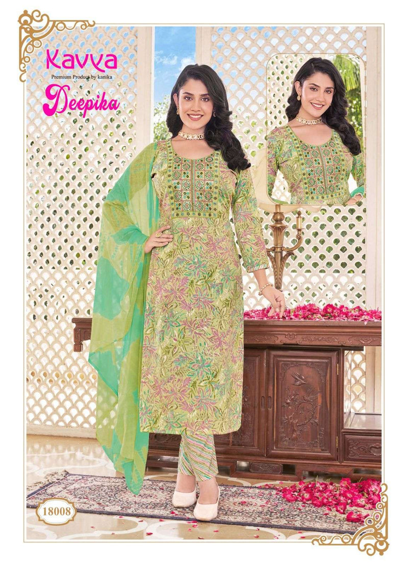 Kavya Deepika Vol 18 Capsule Straight With Embroidery Neck Combo Set Of Kurti