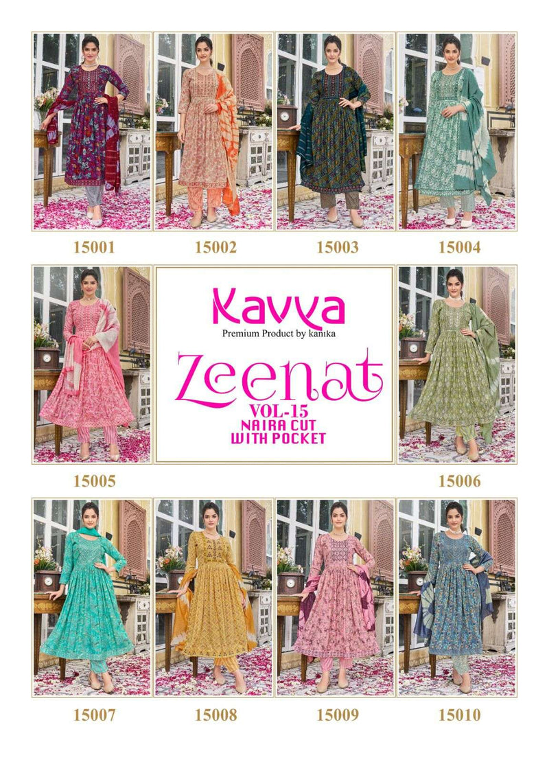 Kavya Zeenat Vol 15 Capsule Foil Print Top And Capsule Print Bottom Chanderi Sequence Kurti