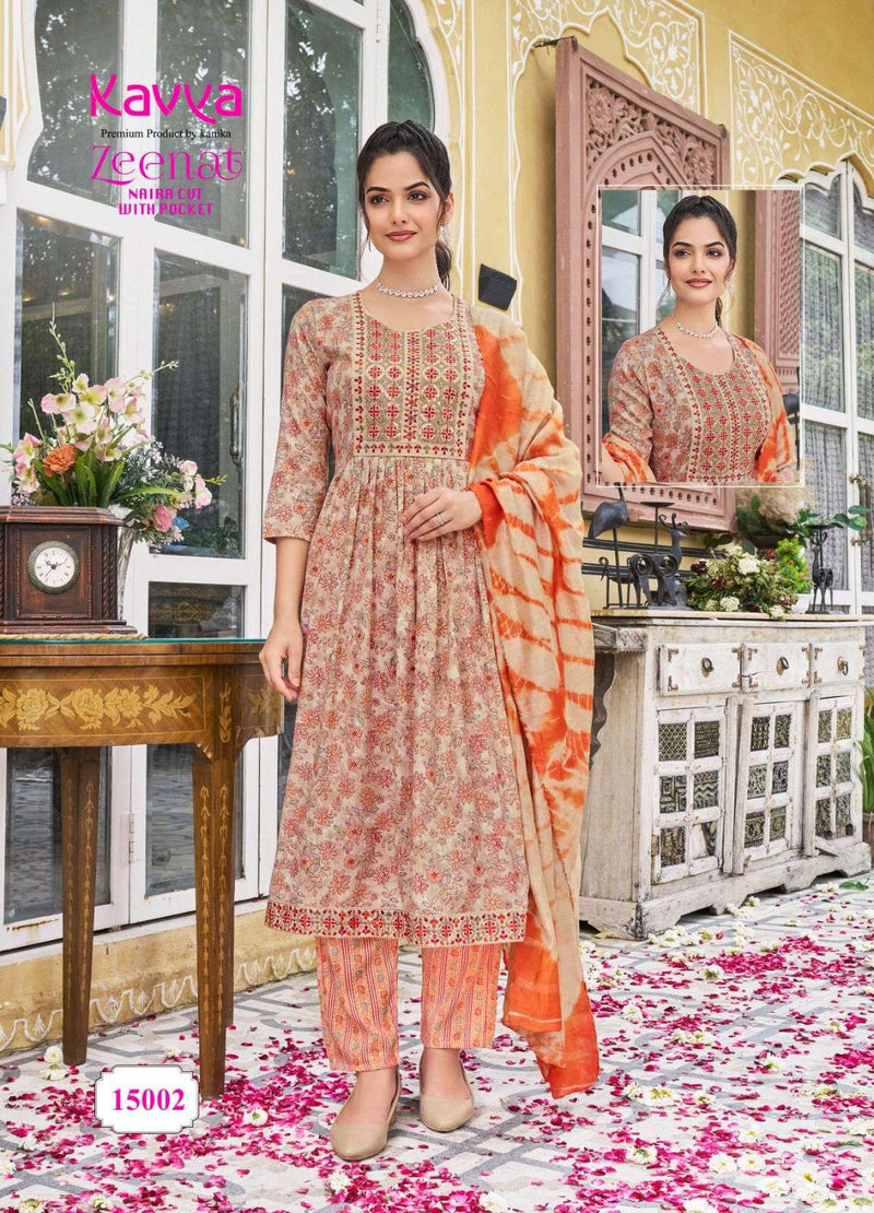 Kavya Zeenat Vol 15 Capsule Foil Print Top And Capsule Print Bottom Chanderi Sequence Kurti