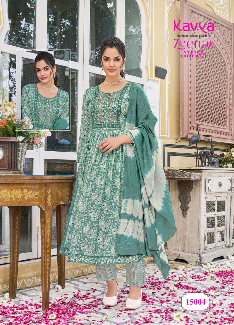 Kavya Zeenat Vol 15 Capsule Foil Print Top And Capsule Print Bottom Chanderi Sequence Kurti