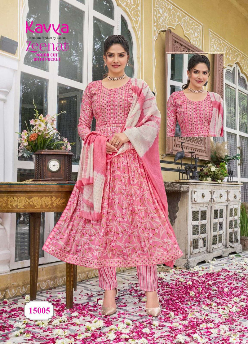 Kavya Zeenat Vol 15 Capsule Foil Print Top And Capsule Print Bottom Chanderi Sequence Kurti