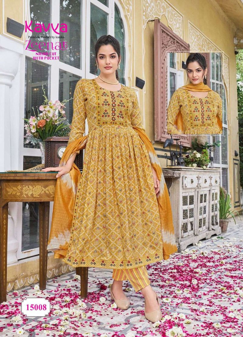 Kavya Zeenat Vol 15 Capsule Foil Print Top And Capsule Print Bottom Chanderi Sequence Kurti