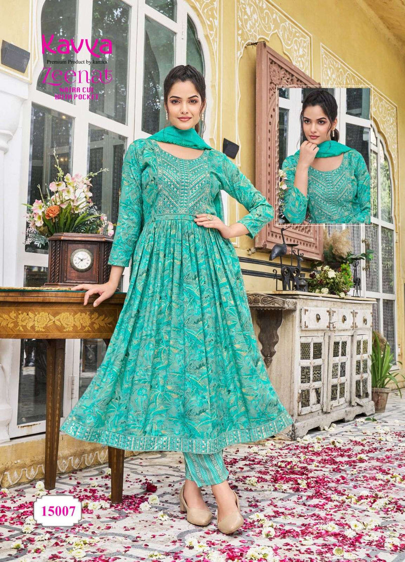 Kavya Zeenat Vol 15 Capsule Foil Print Top And Capsule Print Bottom Chanderi Sequence Kurti