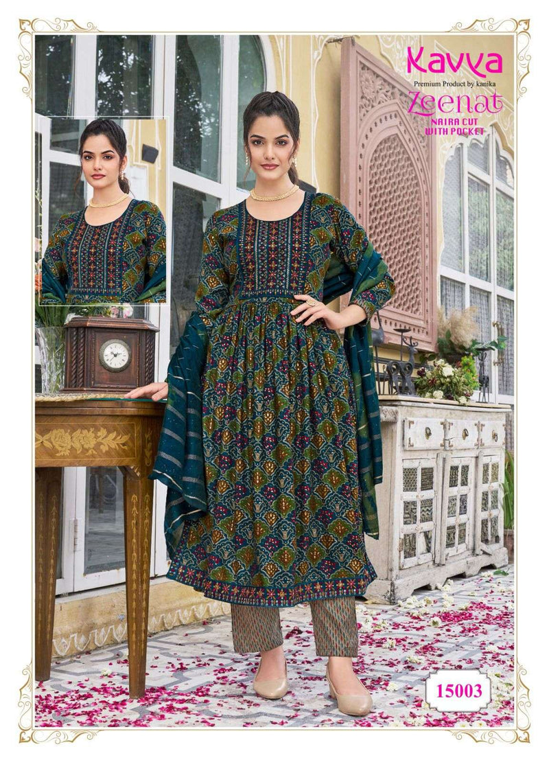 Kavya Zeenat Vol 15 Capsule Foil Print Top And Capsule Print Bottom Chanderi Sequence Kurti