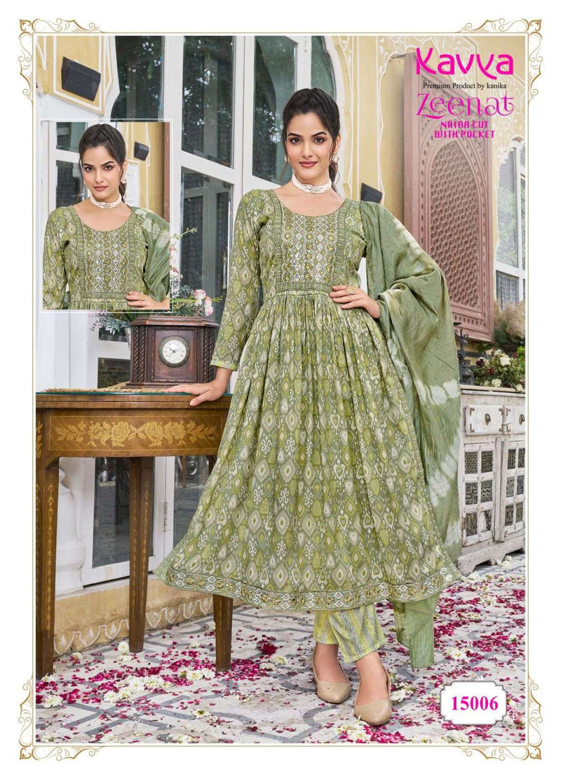 Kavya Zeenat Vol 15 Capsule Foil Print Top And Capsule Print Bottom Chanderi Sequence Kurti