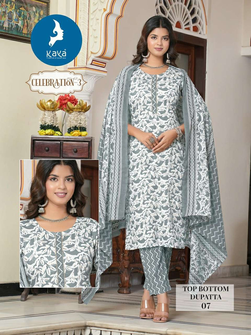 Kaya Celebration Vol 3 Cotton Printed Designer Daily Wear Combo Set Of Kurti