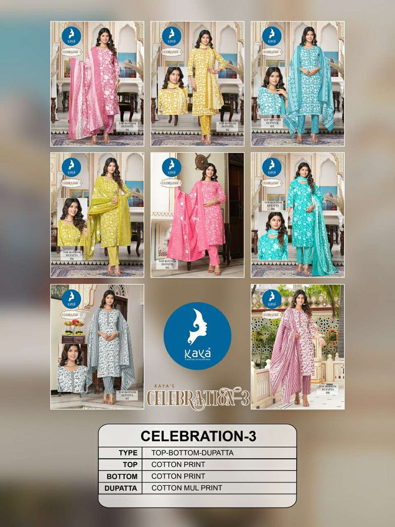 Kaya Celebration Vol 3 Cotton Printed Designer Daily Wear Combo Set Of Kurti