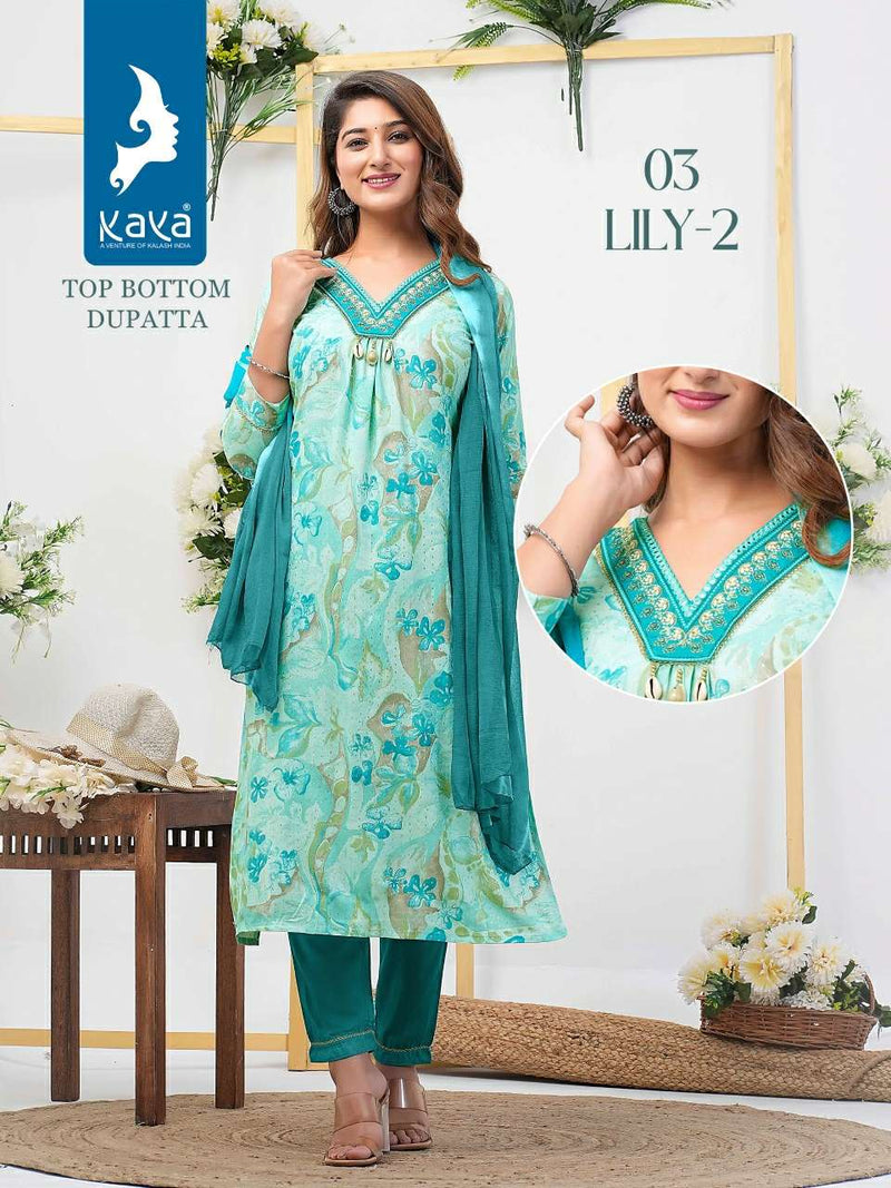 Kaya Lily Vol 2 Rayon Printed Heavy Designer Party Wear Combo Set Of Kurti