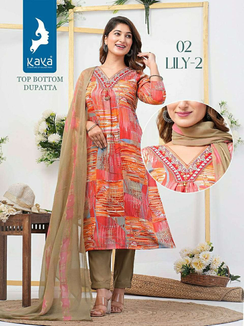 Kaya Lily Vol 2 Rayon Printed Heavy Designer Party Wear Combo Set Of Kurti