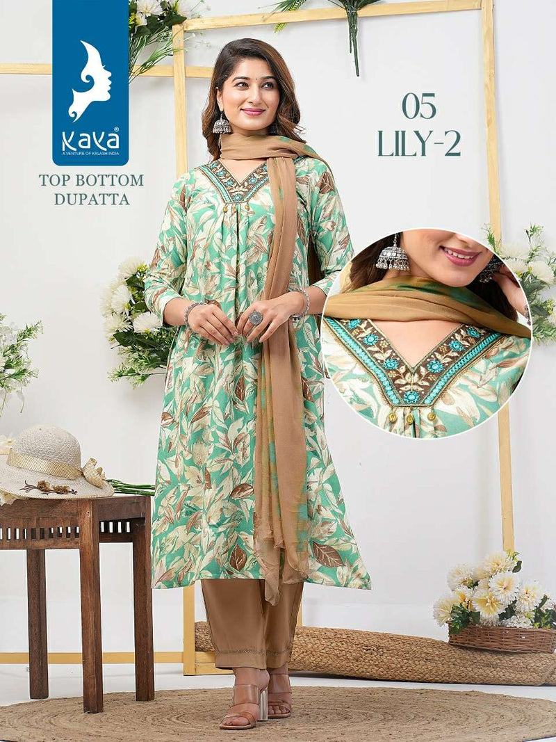 Kaya Lily Vol 2 Rayon Printed Heavy Designer Party Wear Combo Set Of Kurti