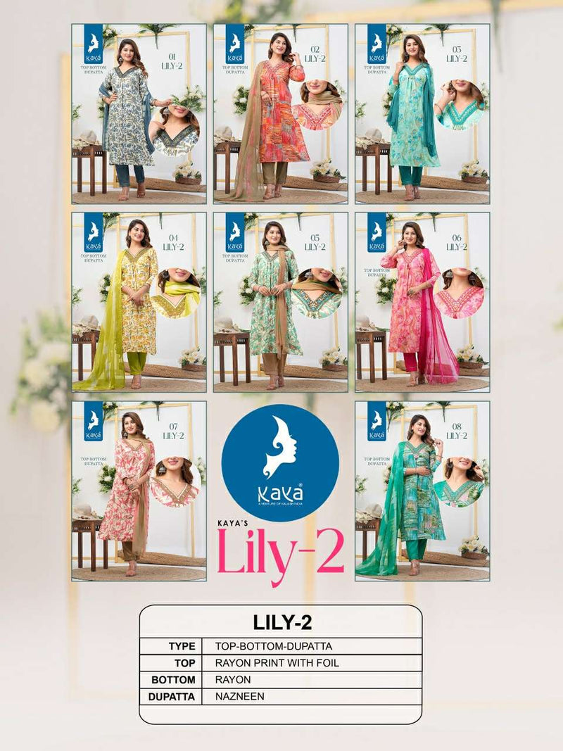 Kaya Lily Vol 2 Rayon Printed Heavy Designer Party Wear Combo Set Of Kurti