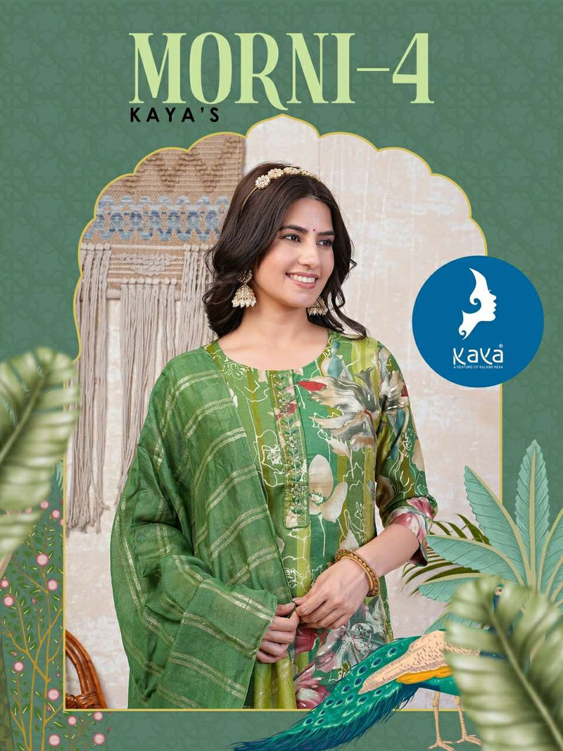 Kaya Morni Vol 4 Chanderi With Foil Printed Party Wear Combo Set Of Kurti