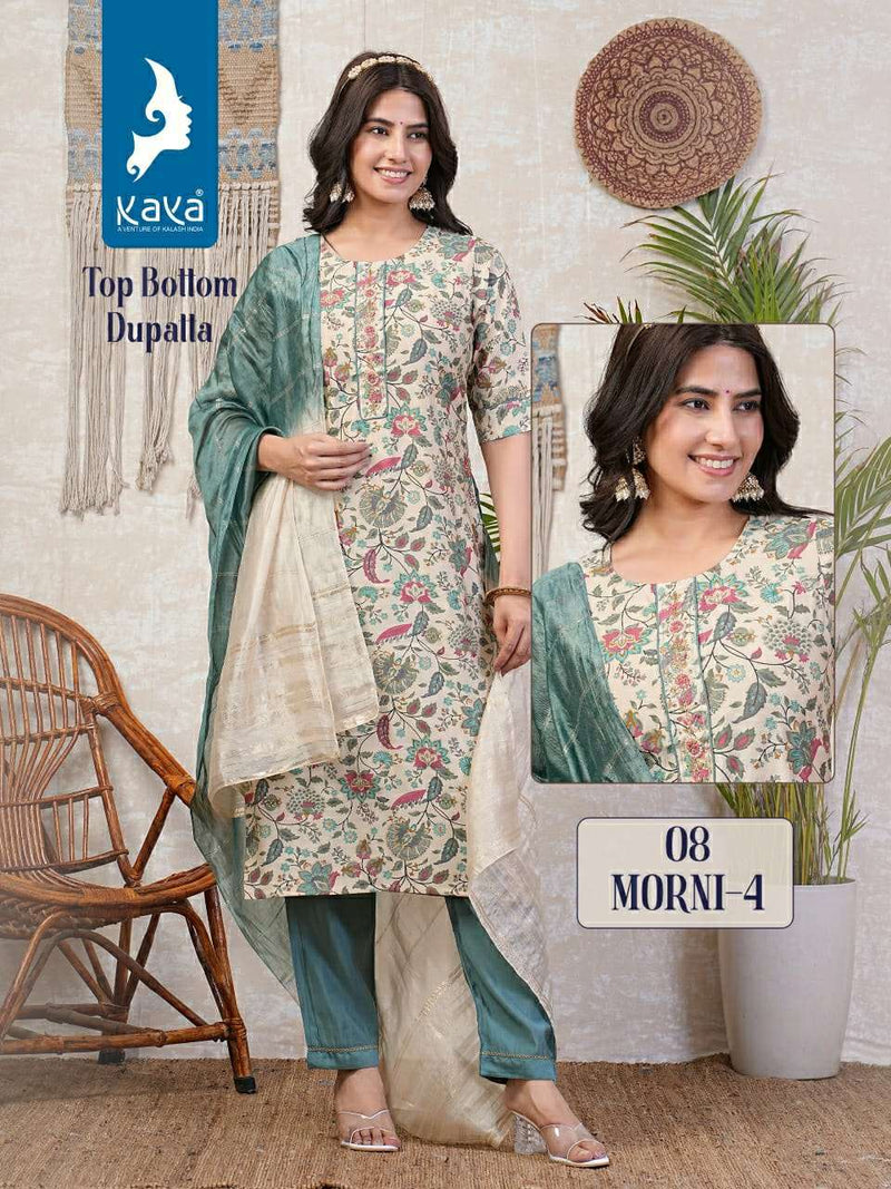 Kaya Morni Vol 4 Chanderi With Foil Printed Party Wear Combo Set Of Kurti