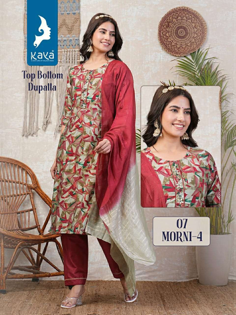 Kaya Morni Vol 4 Chanderi With Foil Printed Party Wear Combo Set Of Kurti