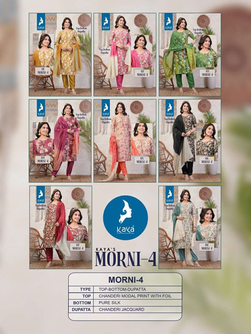 Kaya Morni Vol 4 Chanderi With Foil Printed Party Wear Combo Set Of Kurti