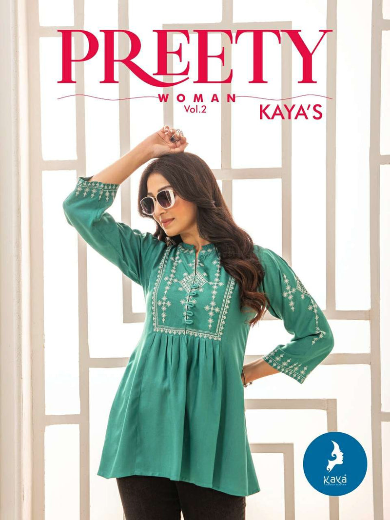 Kaya Pretty Women Vol 2 Rayon With Work Western  Daily Wear Tops