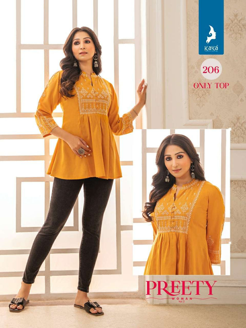 Kaya Pretty Women Vol 2 Rayon With Work Western  Daily Wear Tops