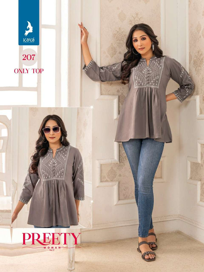 Kaya Pretty Women Vol 2 Rayon With Work Western  Daily Wear Tops