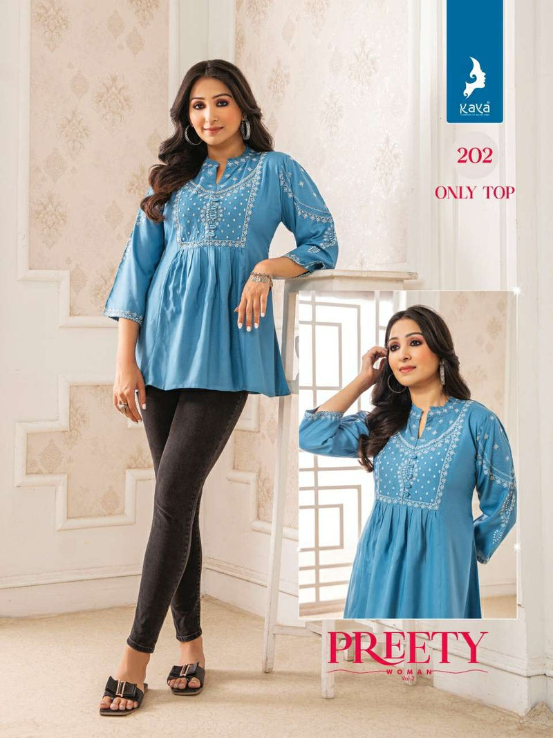 Kaya Pretty Women Vol 2 Rayon With Work Western  Daily Wear Tops