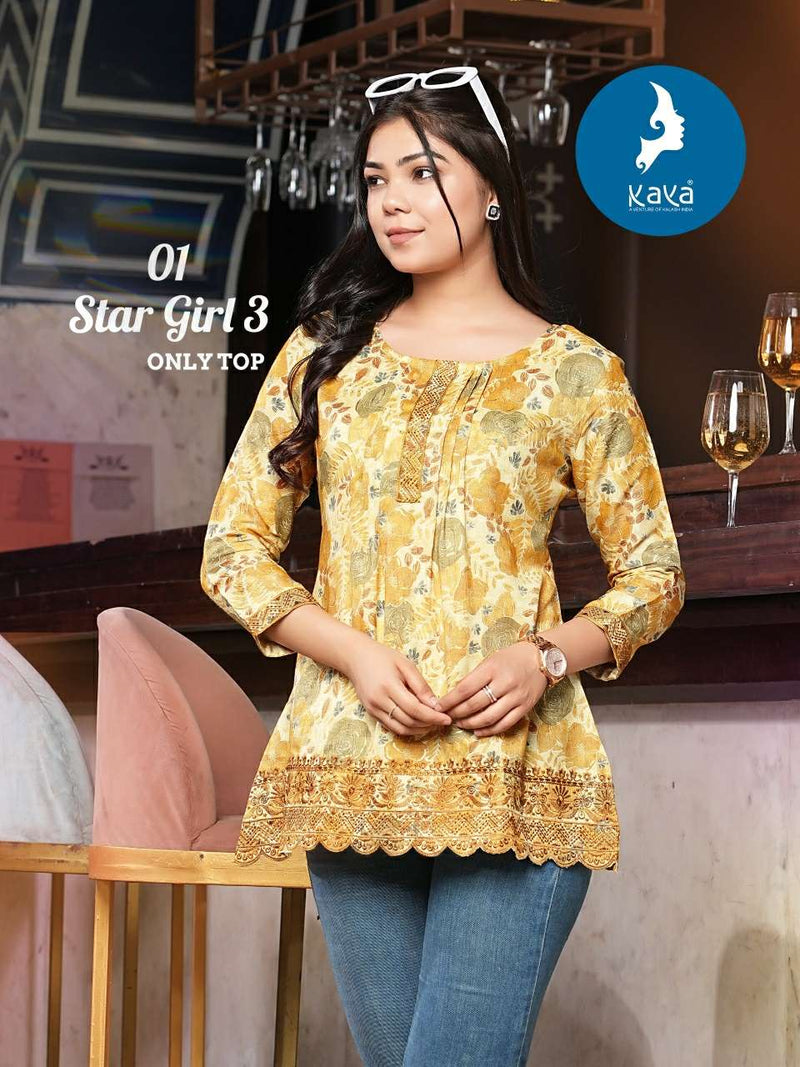 Kaya Star Girl Vol 3 Capsule Print With Foil Western Wear Daily Wear Short Tops