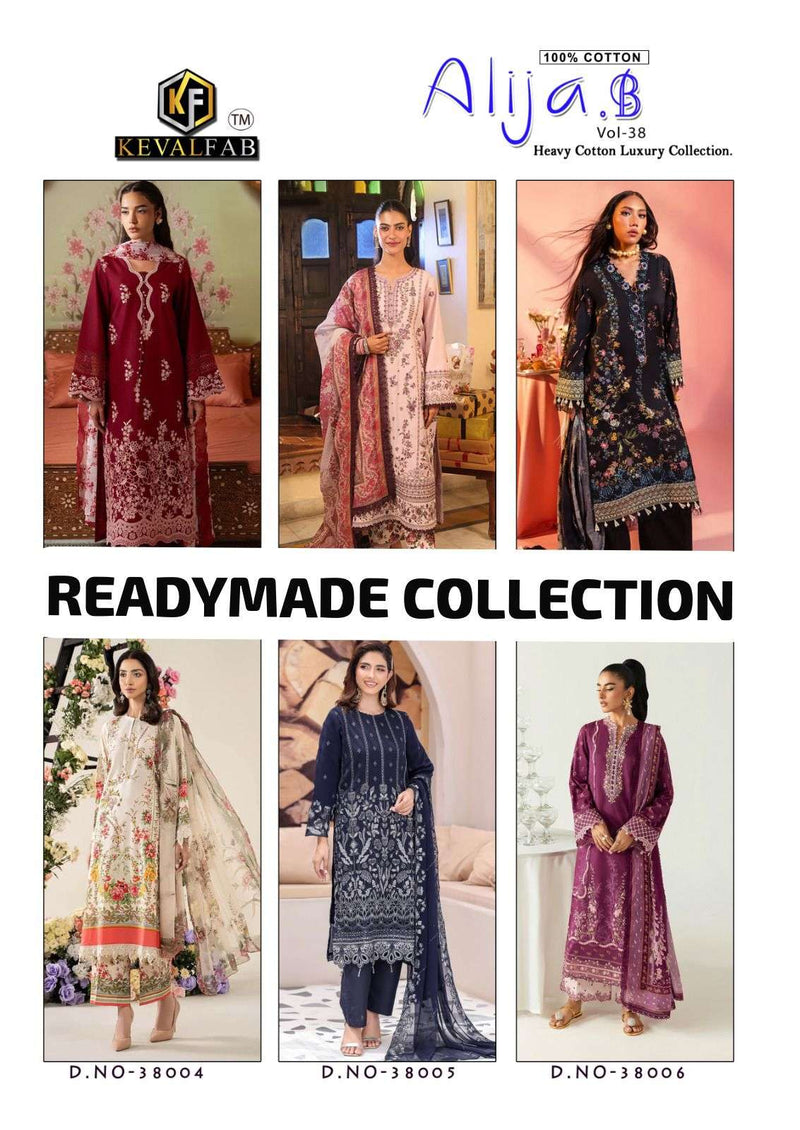 Keval Fab Alija B Vol 38 Luxury Lawn Karachi Printed Designer Pret Kurti