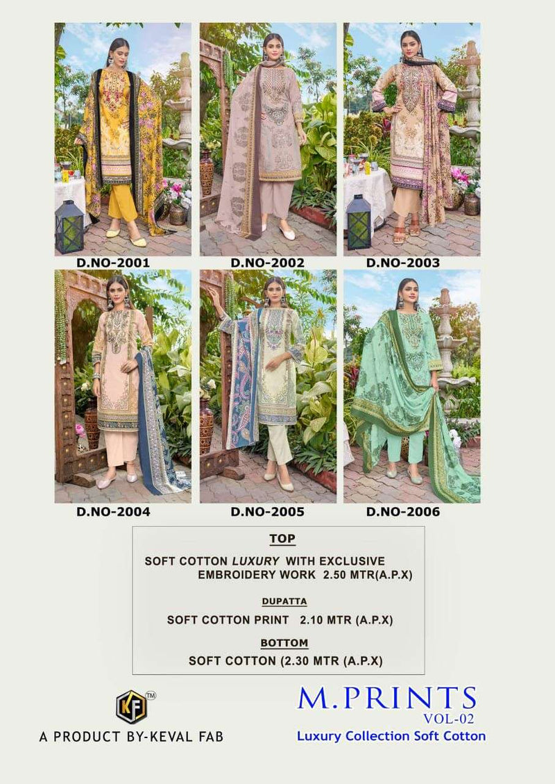 Keval Fab M Prints Vol 2 Premium Cotton Embroidered Karachi Salwar Kameez