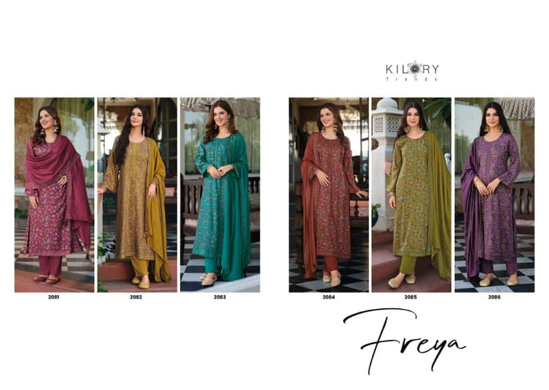 Kilory Trends Freya Pure Pashmina Digital Print Embroidered Work Salwar Kameez