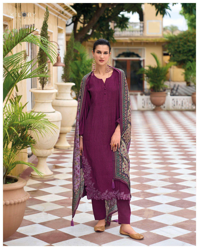 Kilory Trends Shiso Viscose Modal Silk Digital Print Embroidery Work Salwar Suit