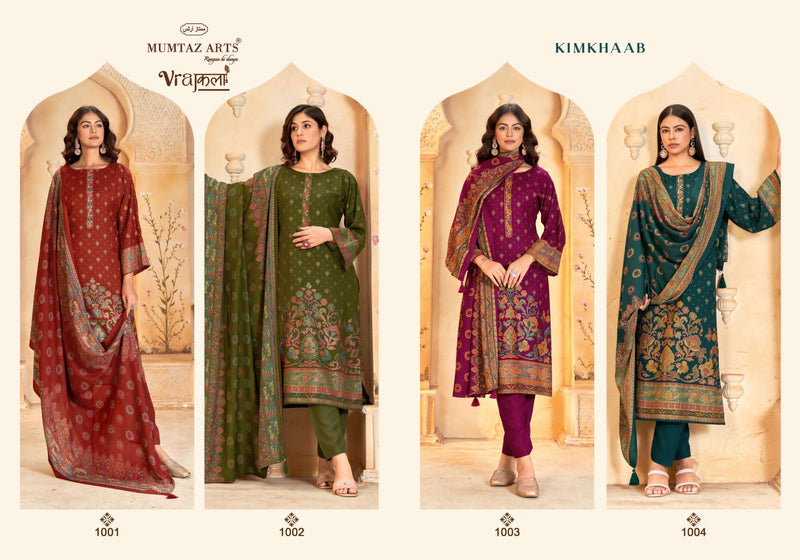 Kimkhaab Viscose Pashmina Suit Set – Designer Embroidery & Twill Bottom | Mumtaz Arts