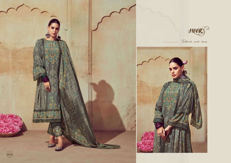 Kimora Guls Muslin With Digital Print And Organza Scale- Loped Borders Designer Salwar Kameez