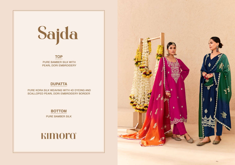 Kimora Sajda Vol 53 Pure Bemberg Silk Pearl Embroidery Work Salwar Suit