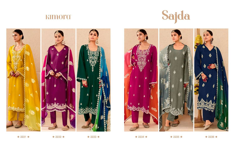 Kimora Sajda Vol 53 Pure Bemberg Silk Pearl Embroidery Work Salwar Suit