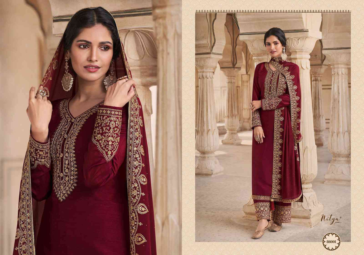 Lt Nitya Vol 186 Dola Silk Heavy Embroidery Salwar Suits