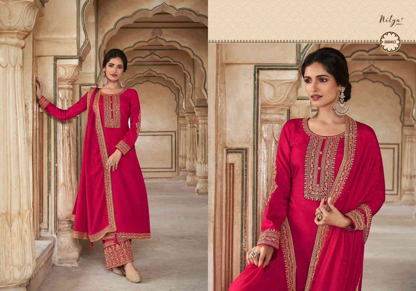 Lt Nitya Vol 186 Dola Silk Heavy Embroidery Salwar Suits