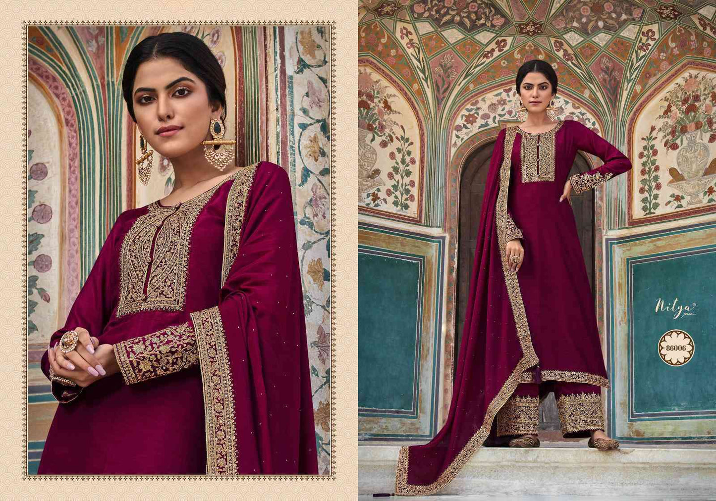 Lt Nitya Vol 186 Dola Silk Heavy Embroidery Salwar Suits