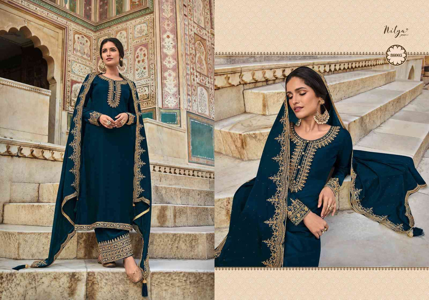 Lt Nitya Vol 186 Dola Silk Heavy Embroidery Salwar Suits