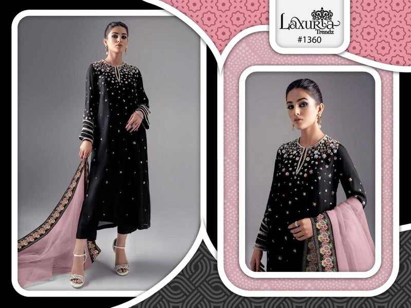 Laxuria 1360 Georgette Heavy Hand Work With Stylish Neck Pattern Digital Printed Set Of Pret Kurti