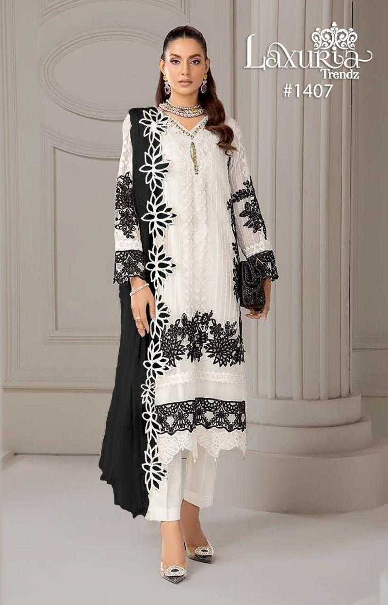 Laxuria Trendz 1407 Georgette Modern Pakistani Printed Party Wear Combo Set Of Pret Kurti