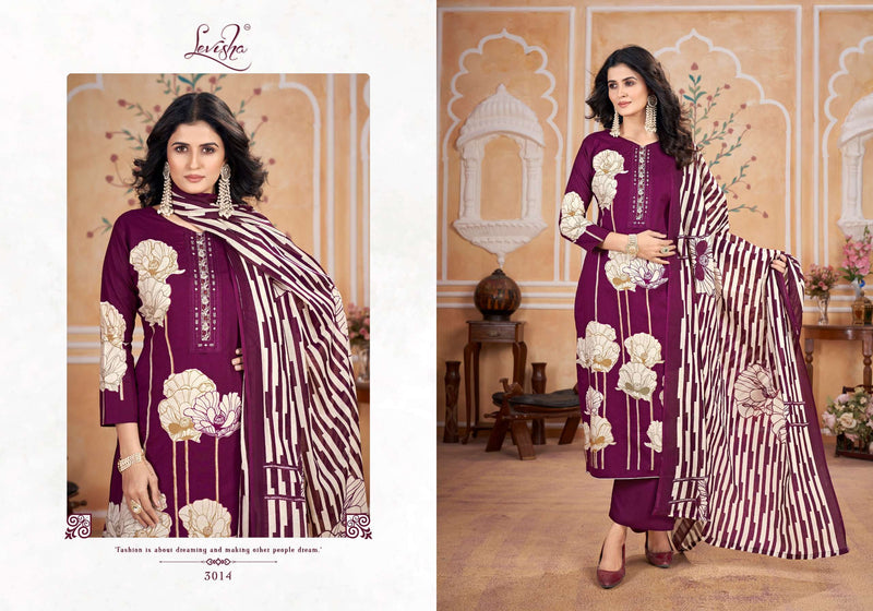 Levisha Dil Bagh Pure Cambric Cotton Designer Print Embroidery Work Salwar Suit