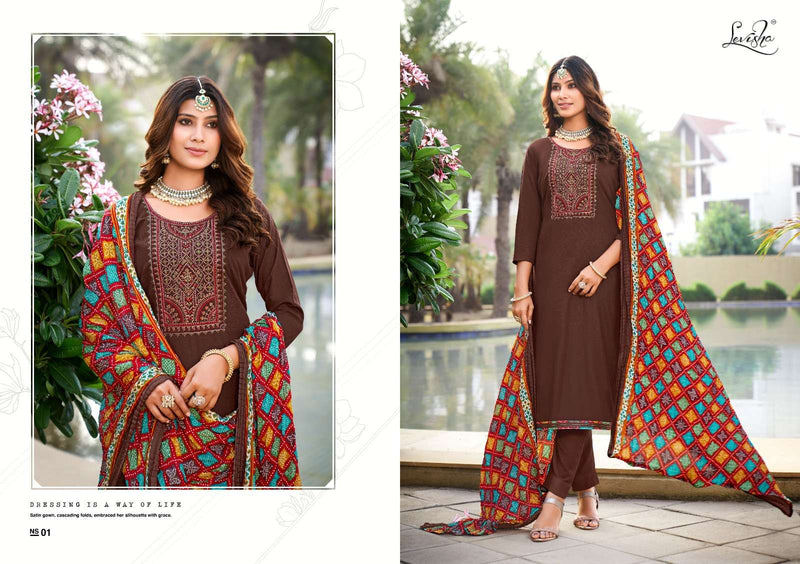 Levisha Nivisha Vol 9 Rayon Slub With Embroidery & Swarovski Work Salwar Kameez