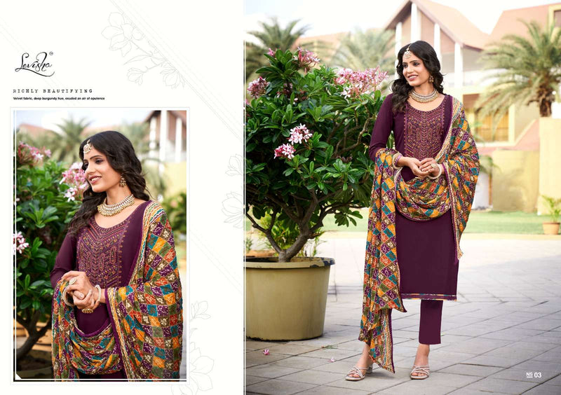 Levisha Nivisha Vol 9 Rayon Slub With Embroidery & Swarovski Work Salwar Kameez