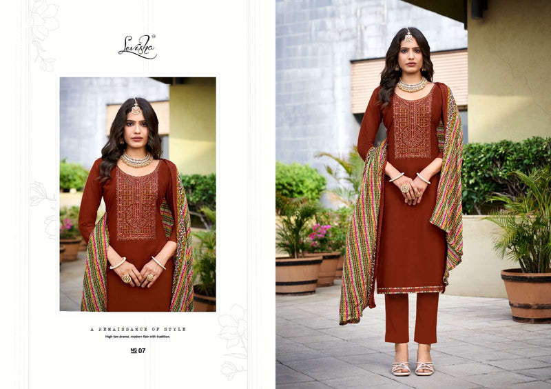 Levisha Nivisha Vol 9 Rayon Slub With Embroidery & Swarovski Work Salwar Kameez