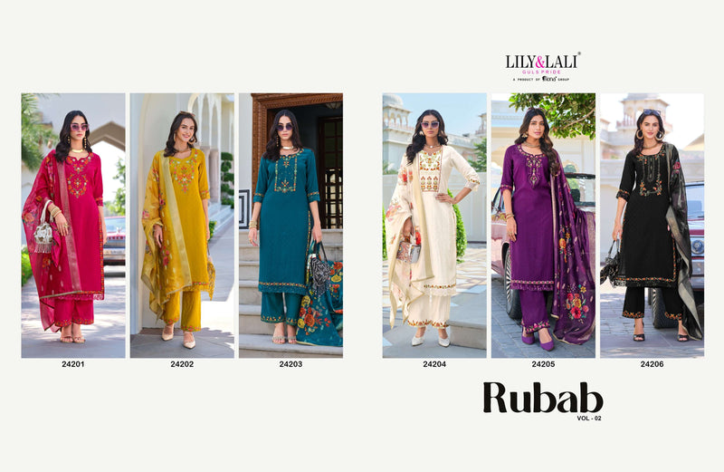 Lily & Lali Rubab Vol 2 Pure Silk Jacquard Handwork Embroidered Work Kurti