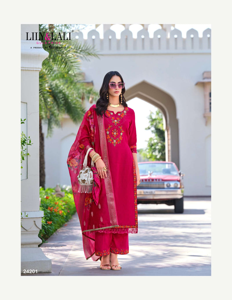 Lily & Lali Rubab Vol 2 Pure Silk Jacquard Handwork Embroidered Work Kurti