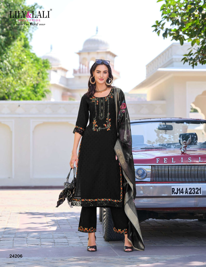 Lily & Lali Rubab Vol 2 Pure Silk Jacquard Handwork Embroidered Work Kurti