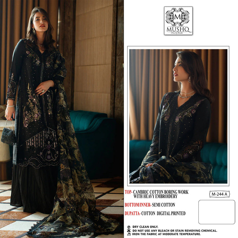 Mushq M 244 A & B Cotton Embroidery Designer Fancy Pakistani Suits