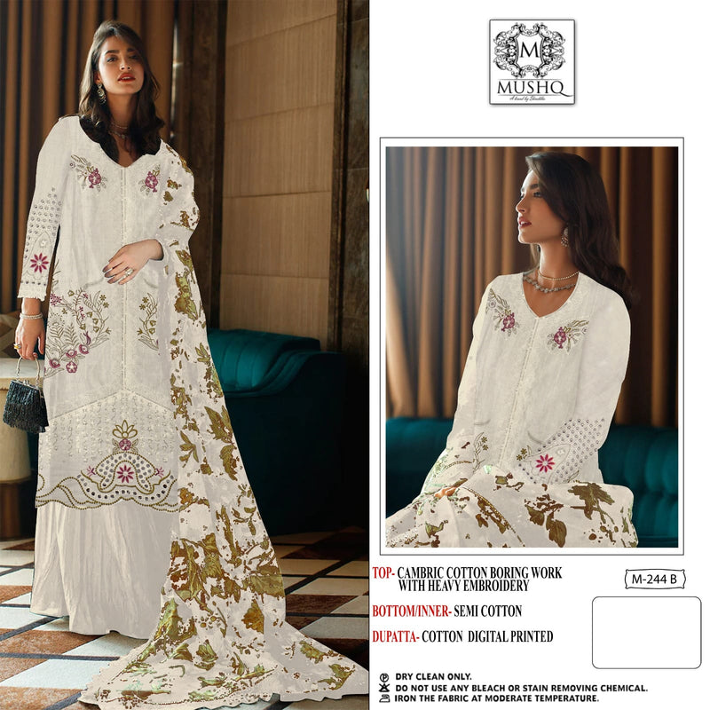 Mushq M 244 A & B Cotton Embroidery Designer Fancy Pakistani Suits