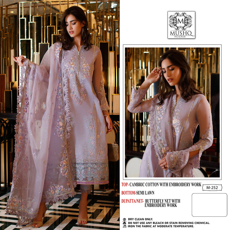 Mushq M 251 & M 252 Pure Cotton Chiken Embroidered Pakistani Salwar Suits